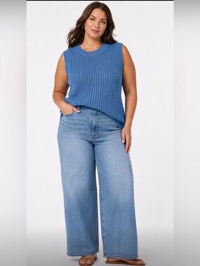 Anthropologie NATION Los Angeles Pima cotton Blue Sleeveless Sweater‎ Tank XL